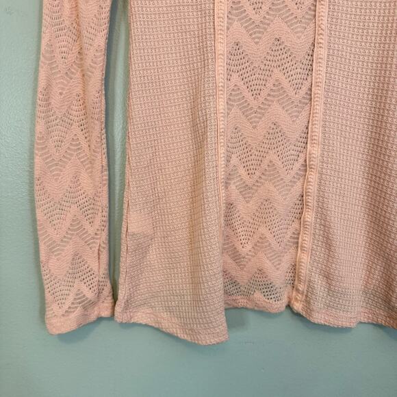 Lucky Brand Top Womens Small Pink Ginny Lace Thermal Long Sleeve Pullover Pink - Picture 4 of 8